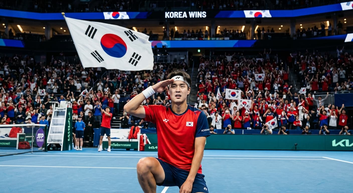 Kwon Soon-woo Salutes the Crowd: Korea Splits Day 1 Against Argentina in Davis Cup